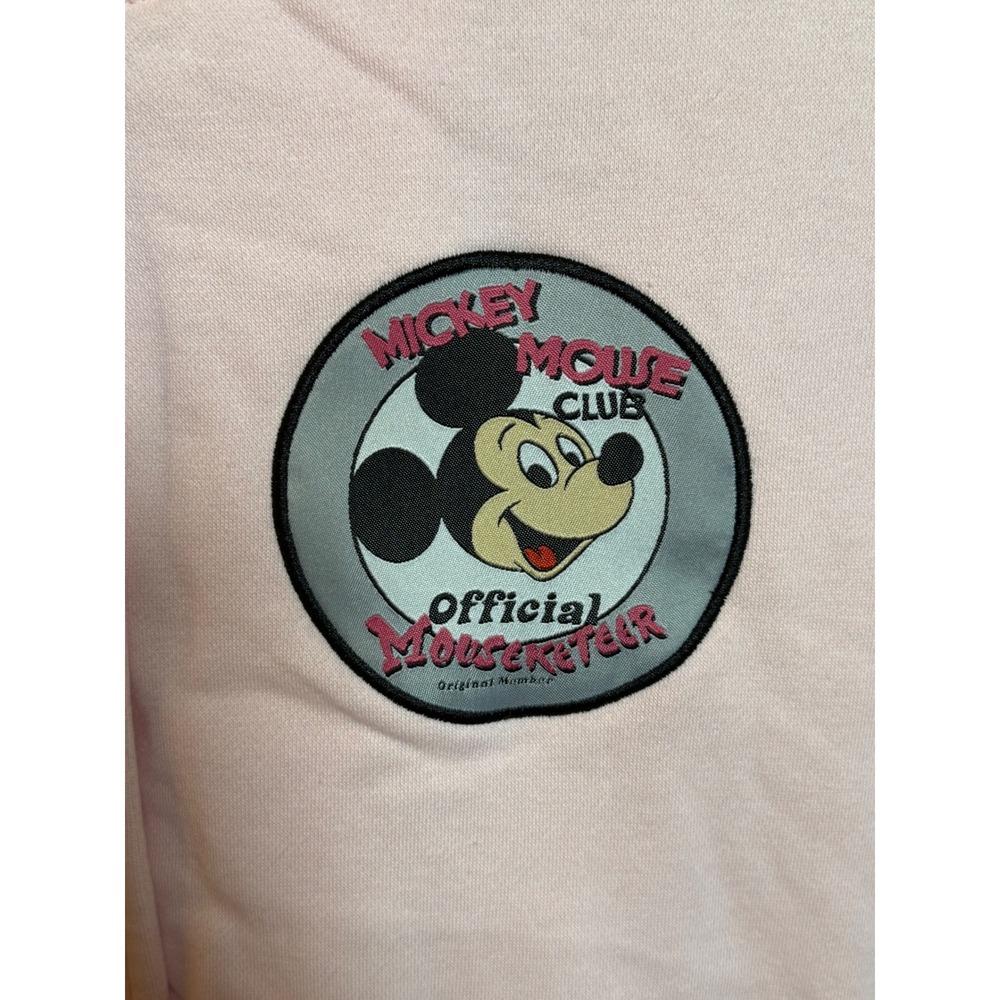 Disney 100 Mickey Mouse Club Varsity Jacket Pink Gray XL Snap Front Sweatshirt - Picture 3 of 4